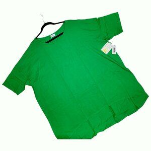 LuLaRoe Irma Tunic 3XL Solid Kelly Green St. Patrick’s Day High Low Dolman Tee